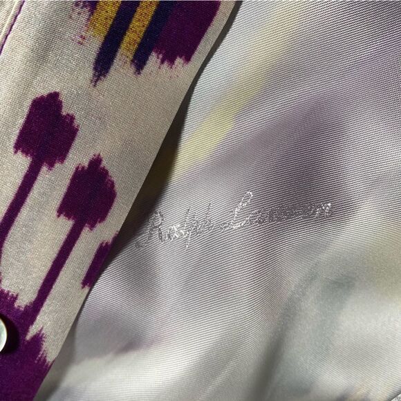 Ralph Lauren Resort 2022 Collection Freida Ikat Print Silk A-Line Midi Day Dress - Picture 14 of 15